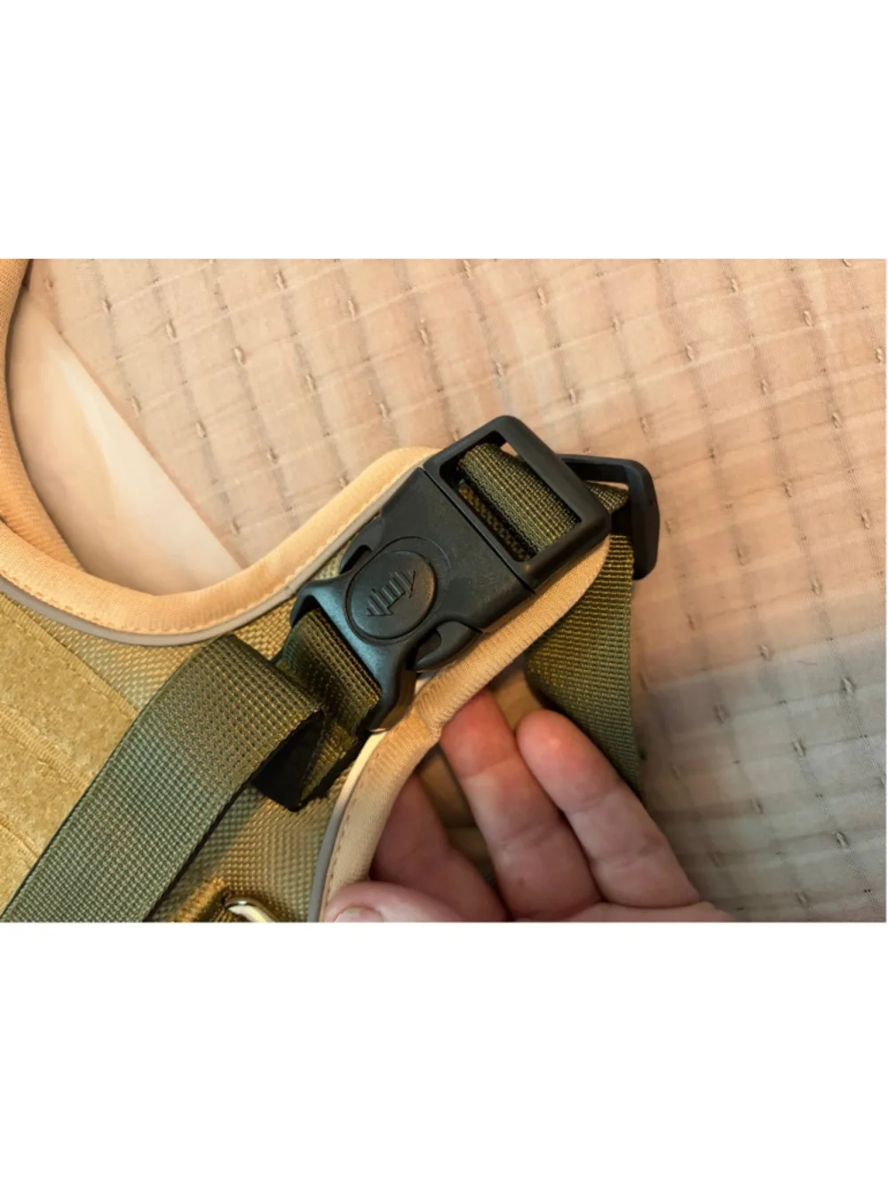 BMG Dog Harness in Olive Green and Beige, Medium Size